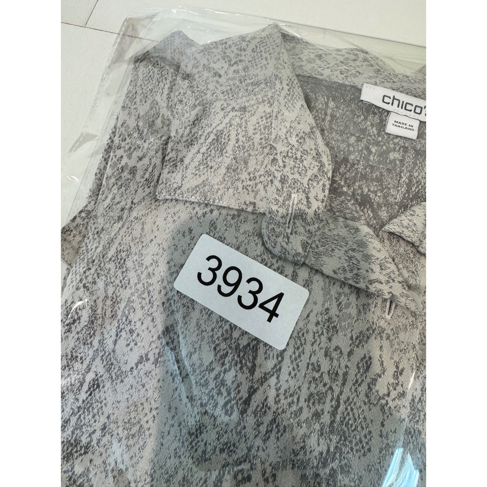 Chicos No Iron Python Print Jacquard Tunic Shirt Women 2.5 L XL Minimalist - Picture 11 of 12